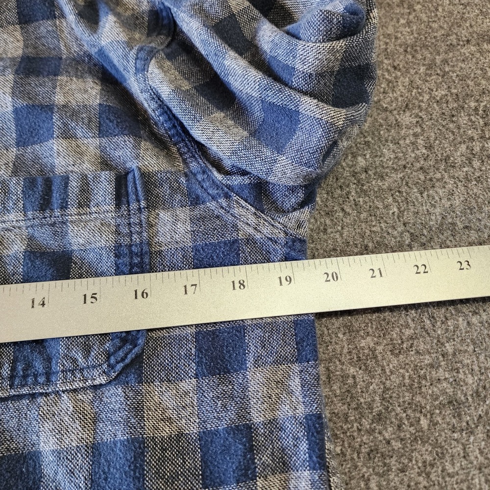 Hollister California Plaid Flannel Shirt Mens Large Blue Gray Button Front Logo - Picture 10 of 10